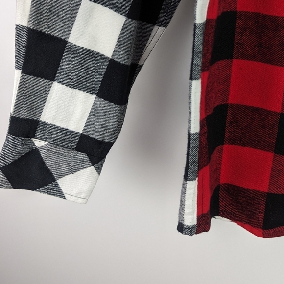 Revamped Hand Made Mixed Plaid Button Down Shirt - Picture 3 of 5